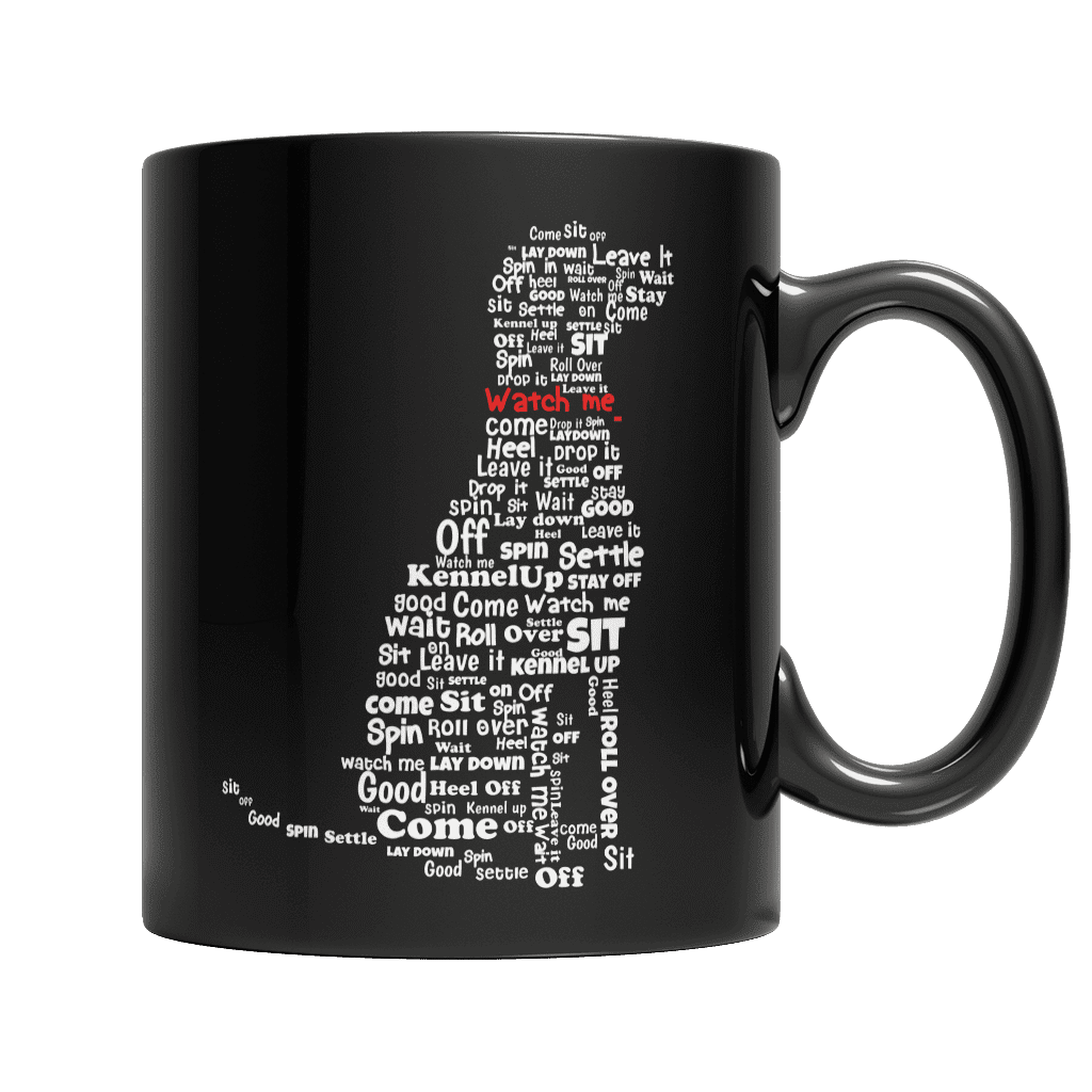 Dog Instructions Black Mug
