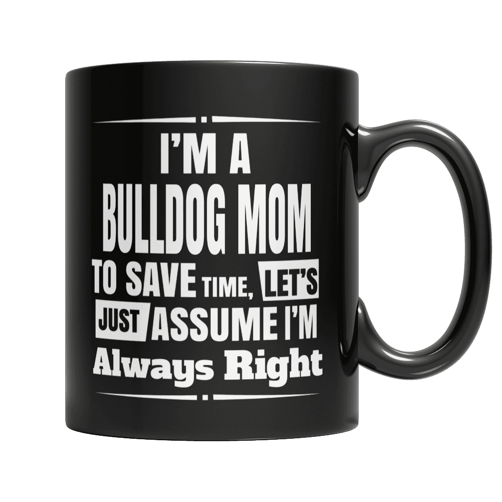 Bulldog Mom Black Mug