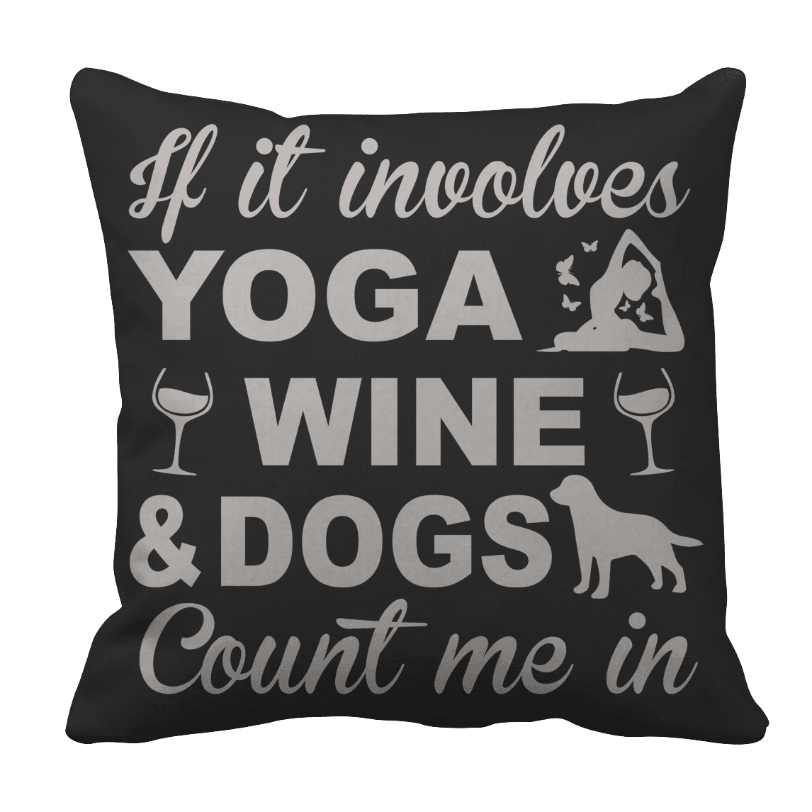 Yoga Wine Dogs Pillow