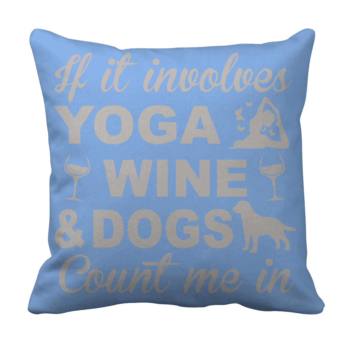 Yoga Wine Dogs Pillow
