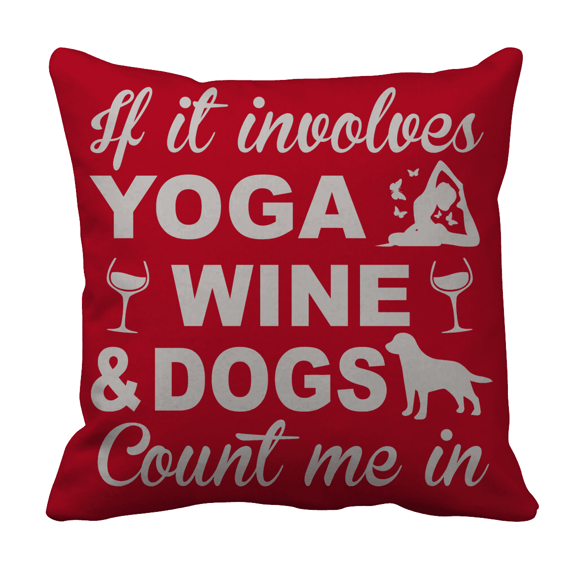 Yoga Wine Dogs Pillow